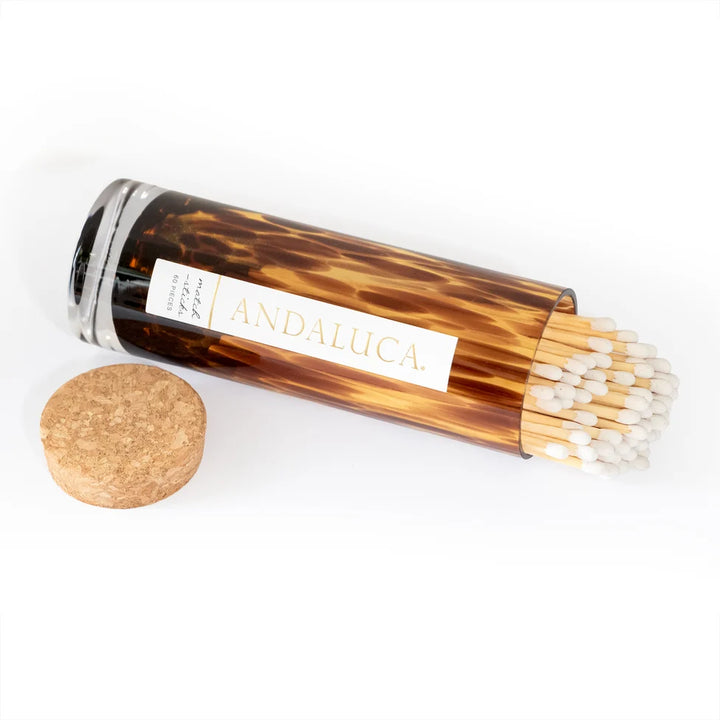 Tortoise Glass Jar with Cork Lid &amp; 60 Wooden Matches