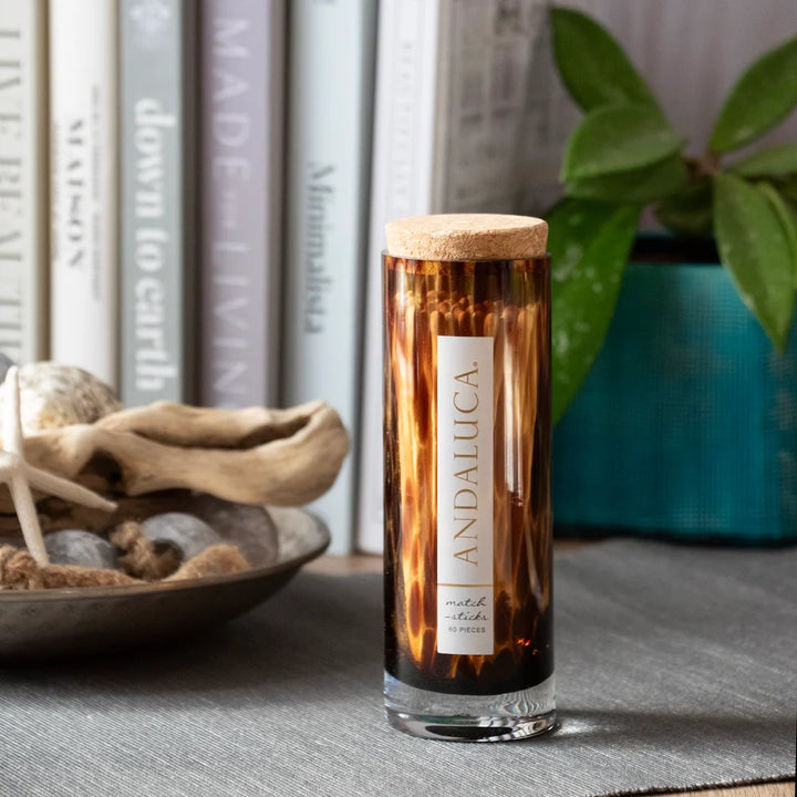 Tortoise Glass Jar with Cork Lid &amp; 60 Wooden Matches