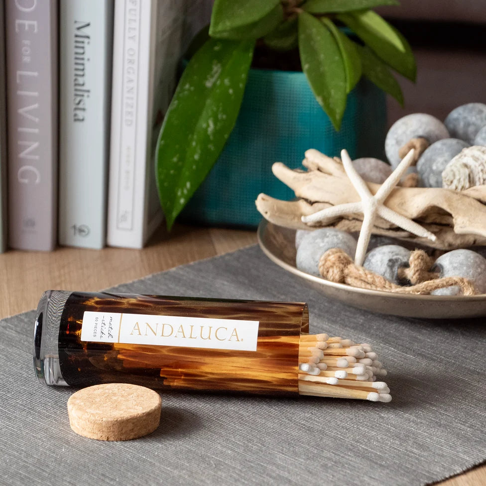 Tortoise Glass Jar with Cork Lid &amp; 60 Wooden Matches