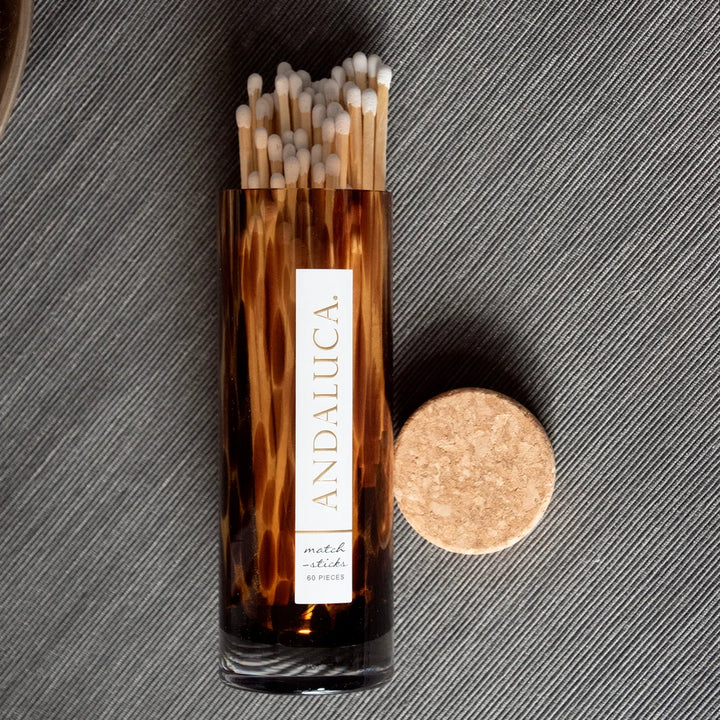 Tortoise Glass Jar with Cork Lid &amp; 60 Wooden Matches