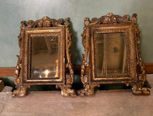Pair of 18th Century Italian Baroque Giltwood Table Mirrors