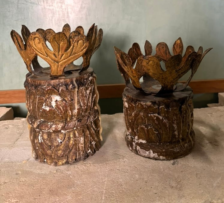 Pair of 18th Century Spanish Colonial Santos Crown