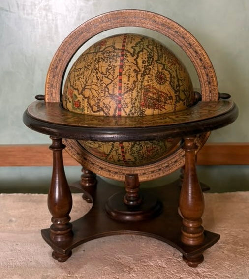 Italian Decorator Globe - Antique Map World Globe on Tripod Wood Stand