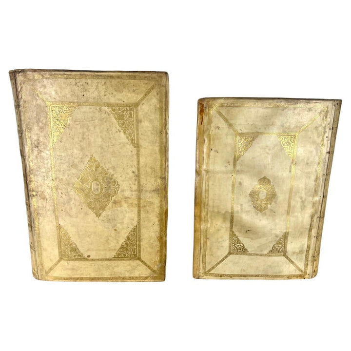 Pair of 19th C. French Book Velum Containers