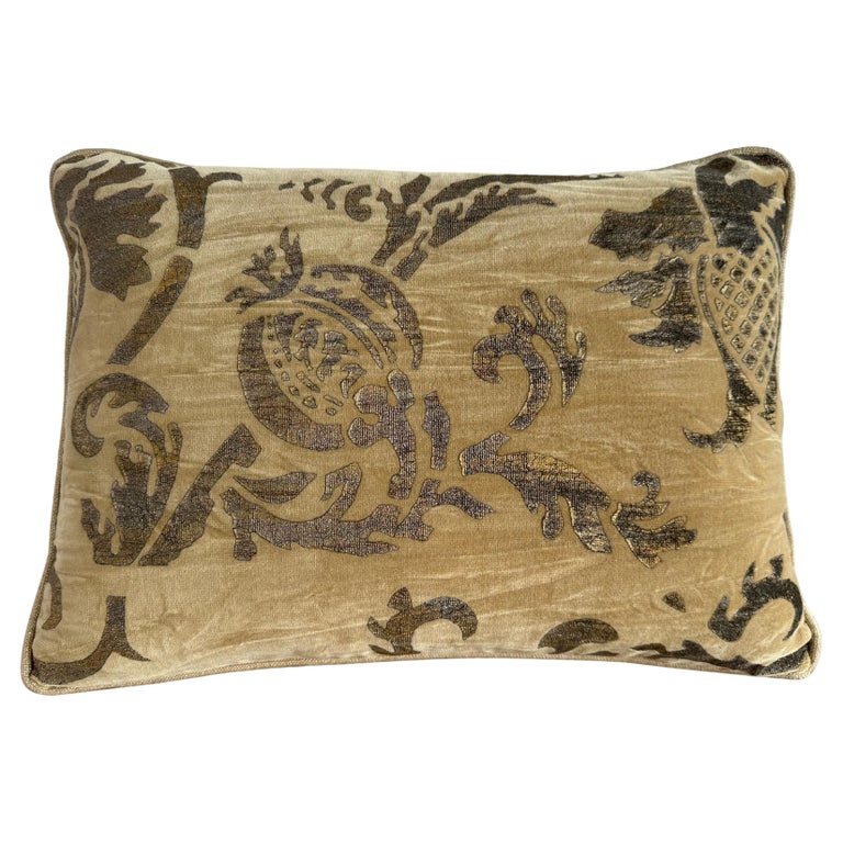 Velvet Nomi Stenciled Pillow with Linen Back
