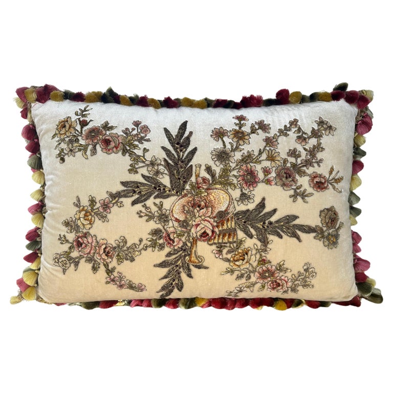 Silk Velvet Appliqued Pillow by Melissa Levinson