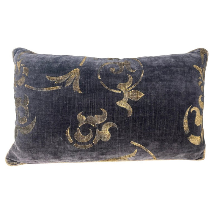 Nomi Smokey-Gray Velvet Stenciled Pillow