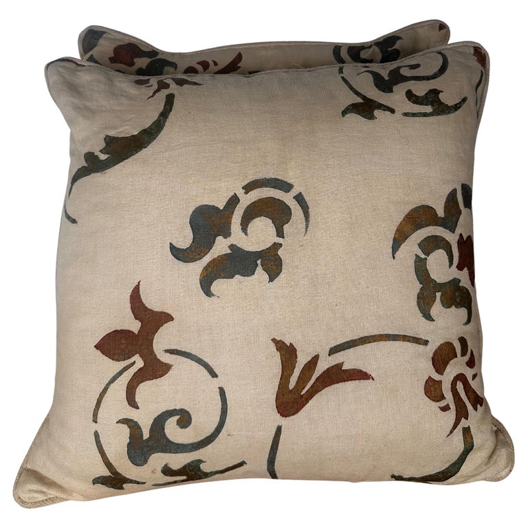 Pair of Nomi Stenciled Linen Pillows
