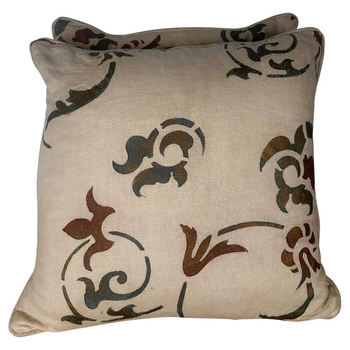 Pair of Nomi Stenciled Linen Pillows