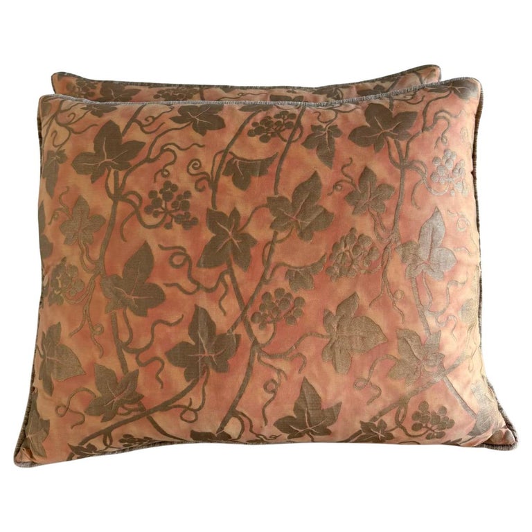 Pair of Fortuny “Moresco” Textile Pillows with Velvet Backs