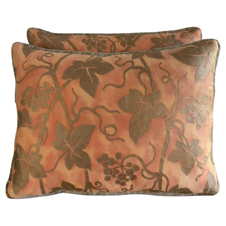 Pair of Fortuny “Moresco” Textile Pillows with Velvet Backs