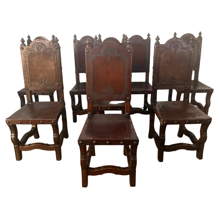 Set of eight Spanish Renaissance Revival Dining Chairs