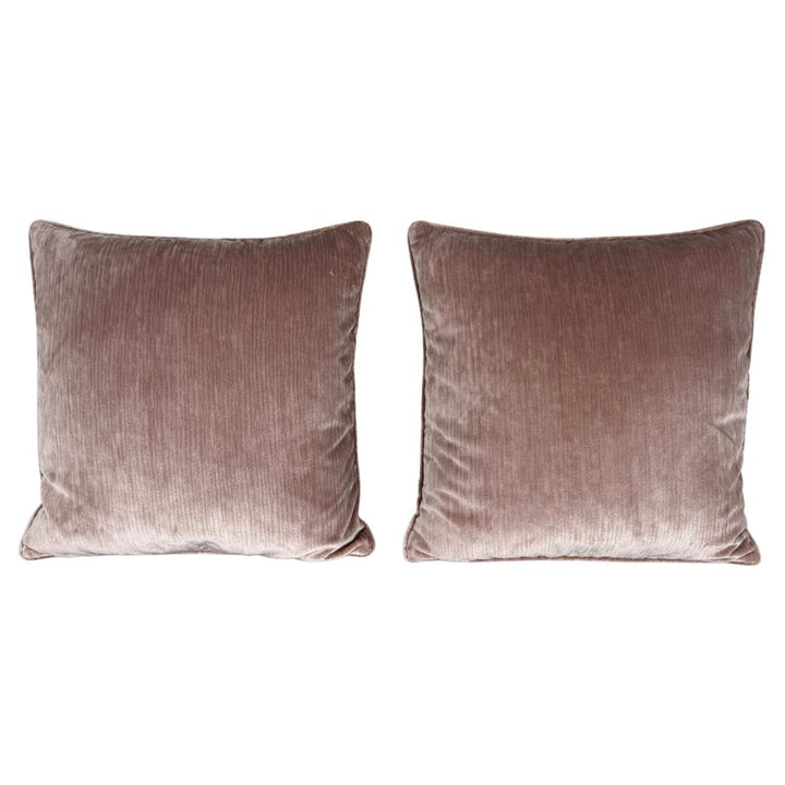 Pair of Contemporary Blush Velvet Decorative Pillows by Melissa Levinson
