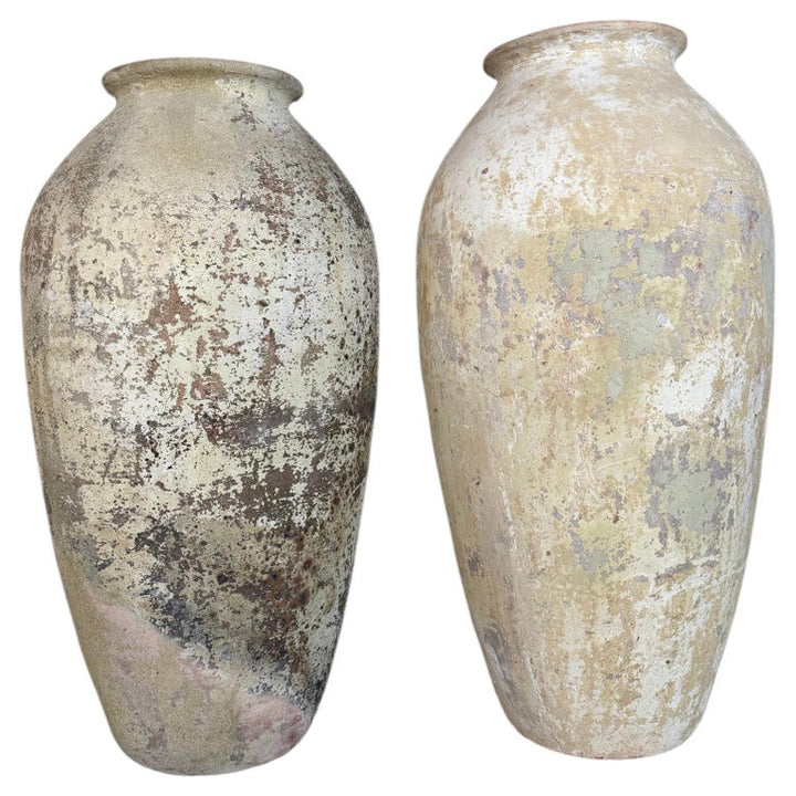 Spanish Colonial Hand-Painted Terracotta Urns, Mid-20th Century