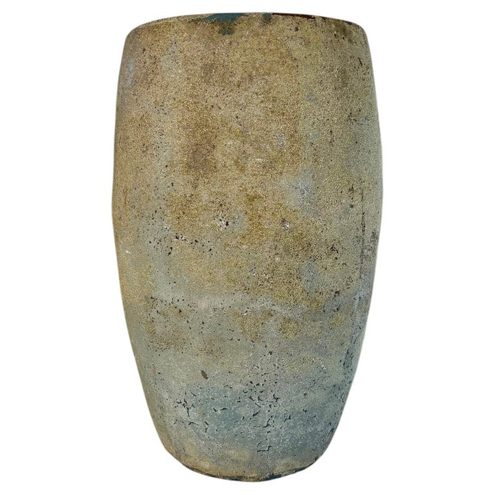 Large Antique Terracotta Vessel with Weathered Ochre and Blue Patina