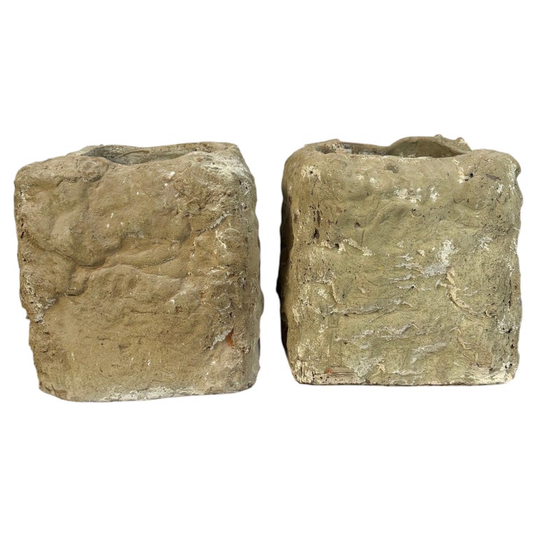 Pair of Terra Cotta Planters with Organic Sculptural Form