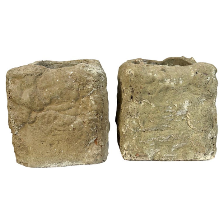 Pair of Terra Cotta Planters with Organic Sculptural Form