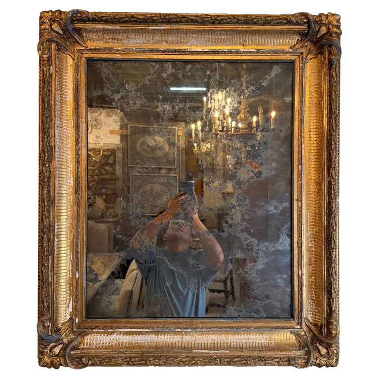 19th Century French Louis Philippe Giltwood Mirror with Original Mercury Glass