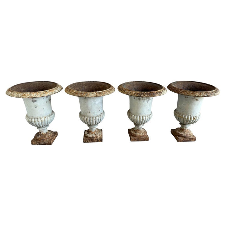 Set of 4 19th Century French Cast Iron Garden Urns