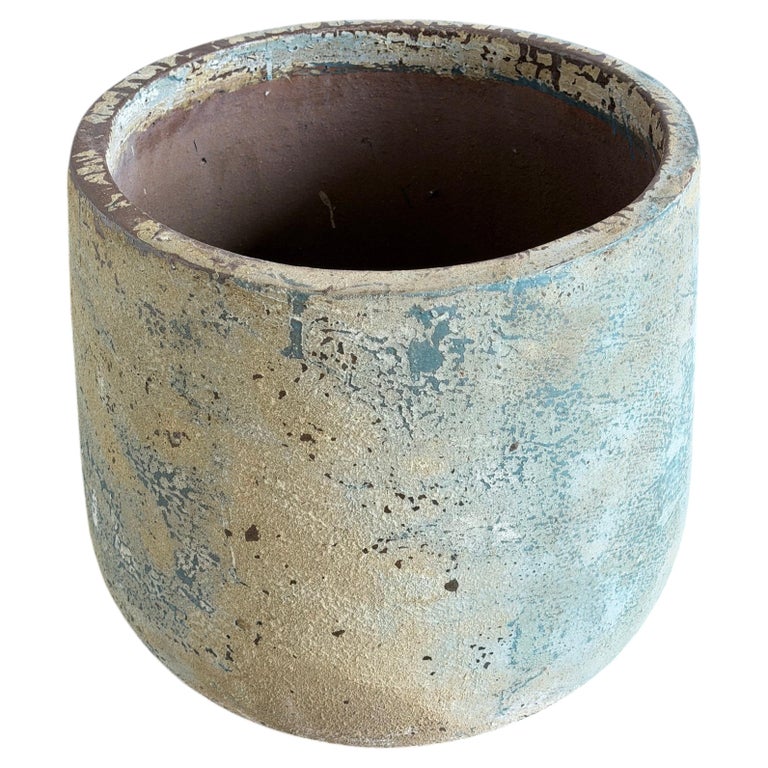 20th Century French Reconstituted Stone Garden Urn with Verdigris Patina