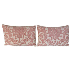 Pair of Bespoke Lumbar Pillows in Fortuny "Corone" Pattern