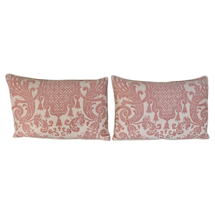 Pair of Bespoke Lumbar Pillows in Fortuny "Corone" Pattern