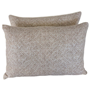 Artisan Crafted Geometric Lattice Pillows in Natural Linen