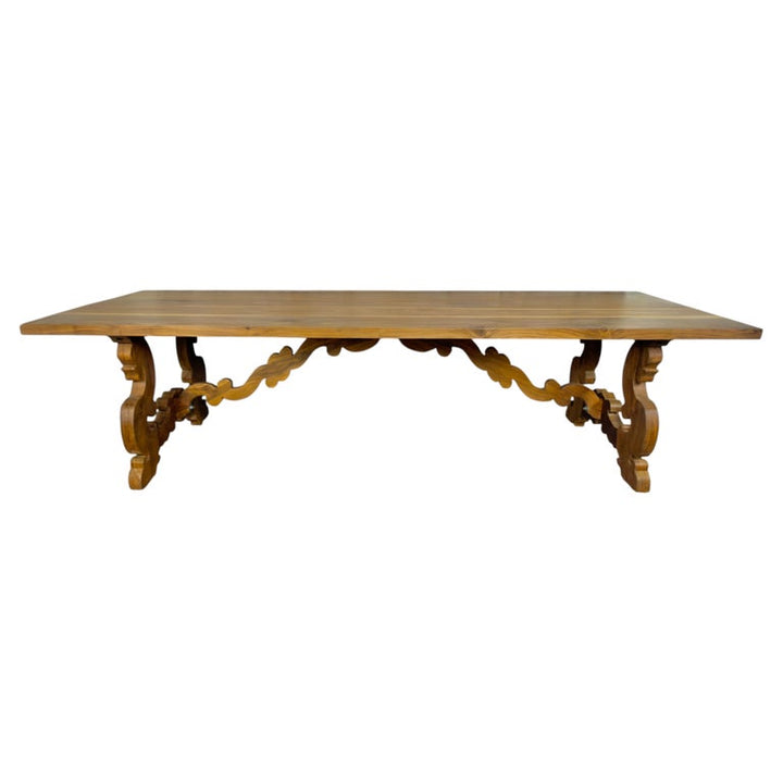 .Monumental Spanish Baroque Walnut Trestle Dining Table by Miamar Home