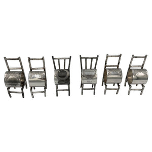 Set of 6 American Victorian Sterling Silver Figural Chair Napkin Rings