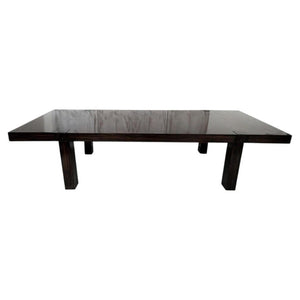 Monumental Minimalist Extendable Dining Table In High-Gloss Ebonized Hardwood