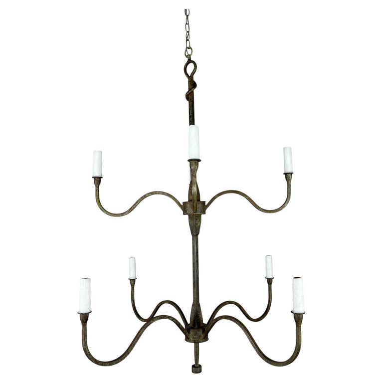Modern Hand-Forged Wrought Iron Chandelier by Melissa Levinson, USA