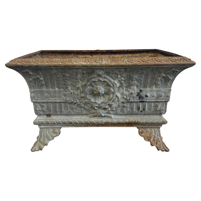 Antique French Cast Iron Jardinière Planter, Louis XVI Style, 1880