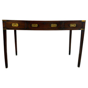 Antique English Campaign Console Desk - 3 Drawer Military Writing Table