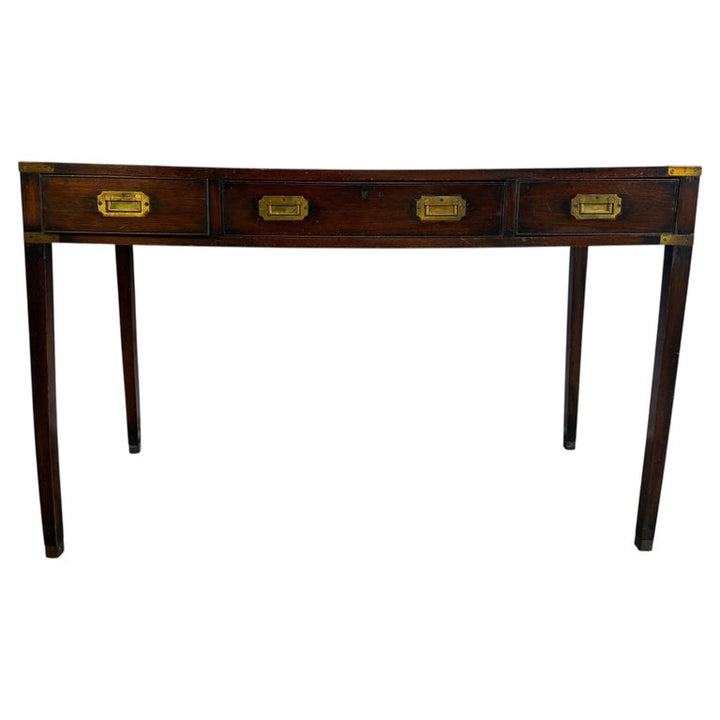 Antique English Campaign Console Desk - 3 Drawer Military Writing Table