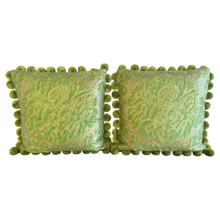 Pair of Custom Venetian Mariano Fortuny Damask Pillows