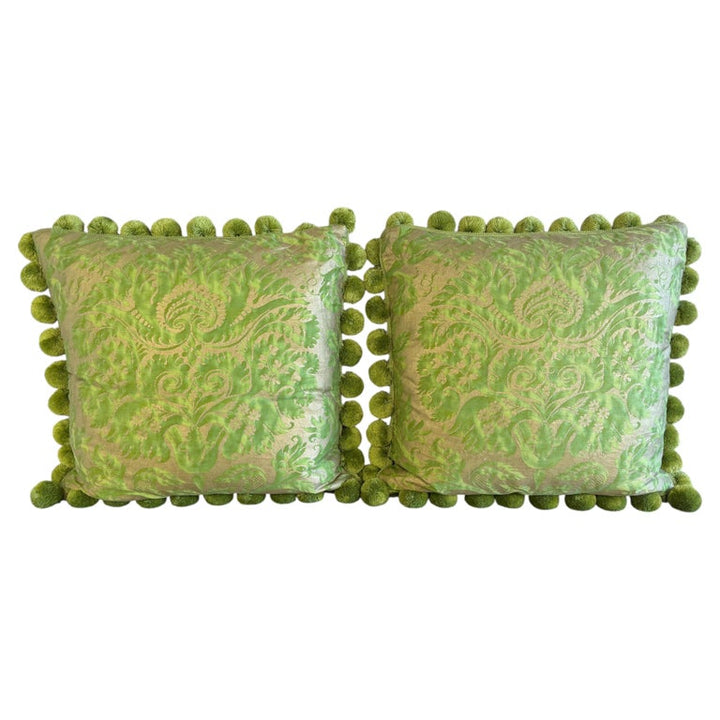 Pair of Custom Venetian Mariano Fortuny Damask Pillows