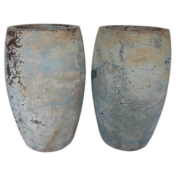 Pair of Monumental Atelier Vierkant Style Planters - Ocean Blue Patina
