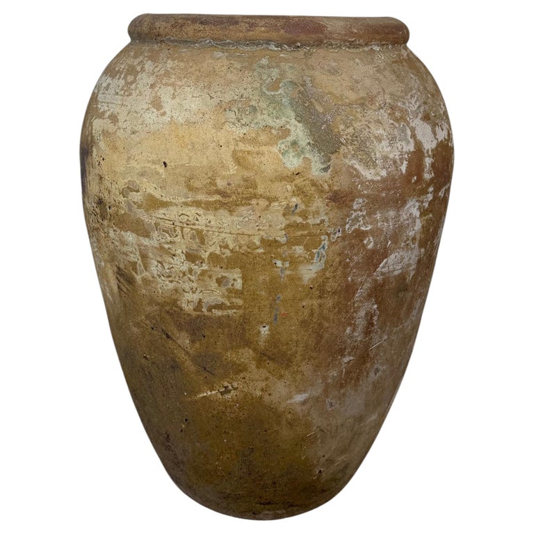 Antique Monumental Olive Jar, Terracotta with Weathered Patina