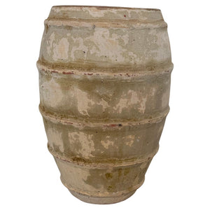 Vintage Barrel Form Terracotta Planter - Ribbed Olive Jar