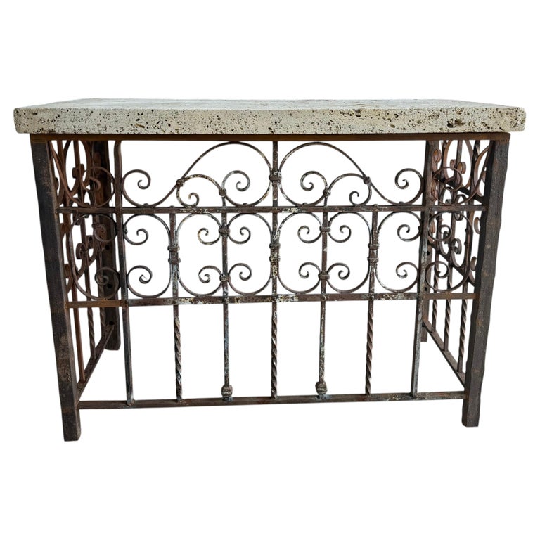 Spanish Revival Console Table - Fossilized Stone Top