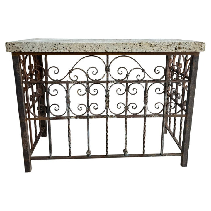 Spanish Revival Console Table - Fossilized Stone Top