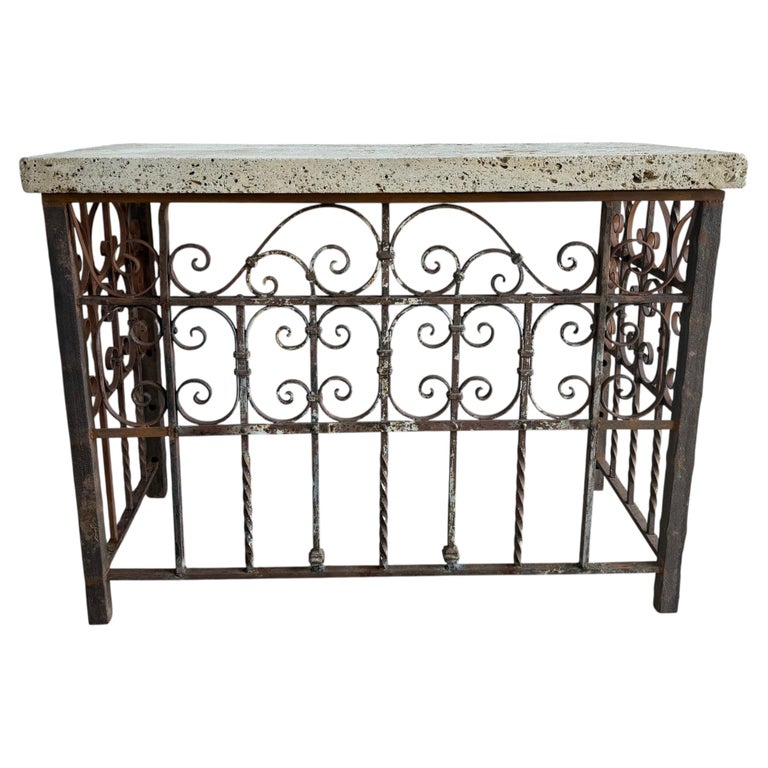 Spanish Revival Console Table - Fossilized Stone Top