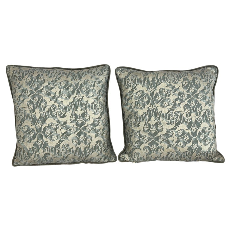 Pair Of Authentic Venetian Oneiroi Patterned Fortuny Pillows