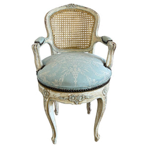 French Louis XV Fauteuil Vanity Chair, Beechwood, Circa 1880-1900