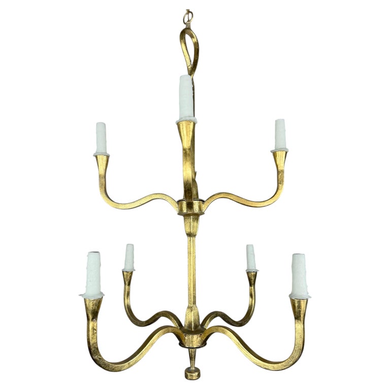 Gilt Gold Metal Leaf Chandelier by Miamar Home