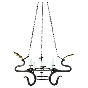 Serpentine Chandelier with Gilt Oak Leaves by Miamar Home