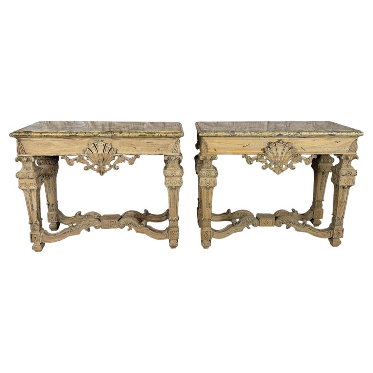 Pair of French Baroque Louis XIV Style Console Tables