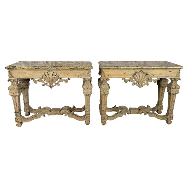 Pair of French Baroque Louis XIV Style Console Tables