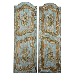19th Century French Louis XV Rococo Doors with Distressed Wood Finish
