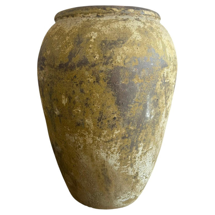 Mediterranean Mustard Colored Olive Jar, Terracotta, Rustic